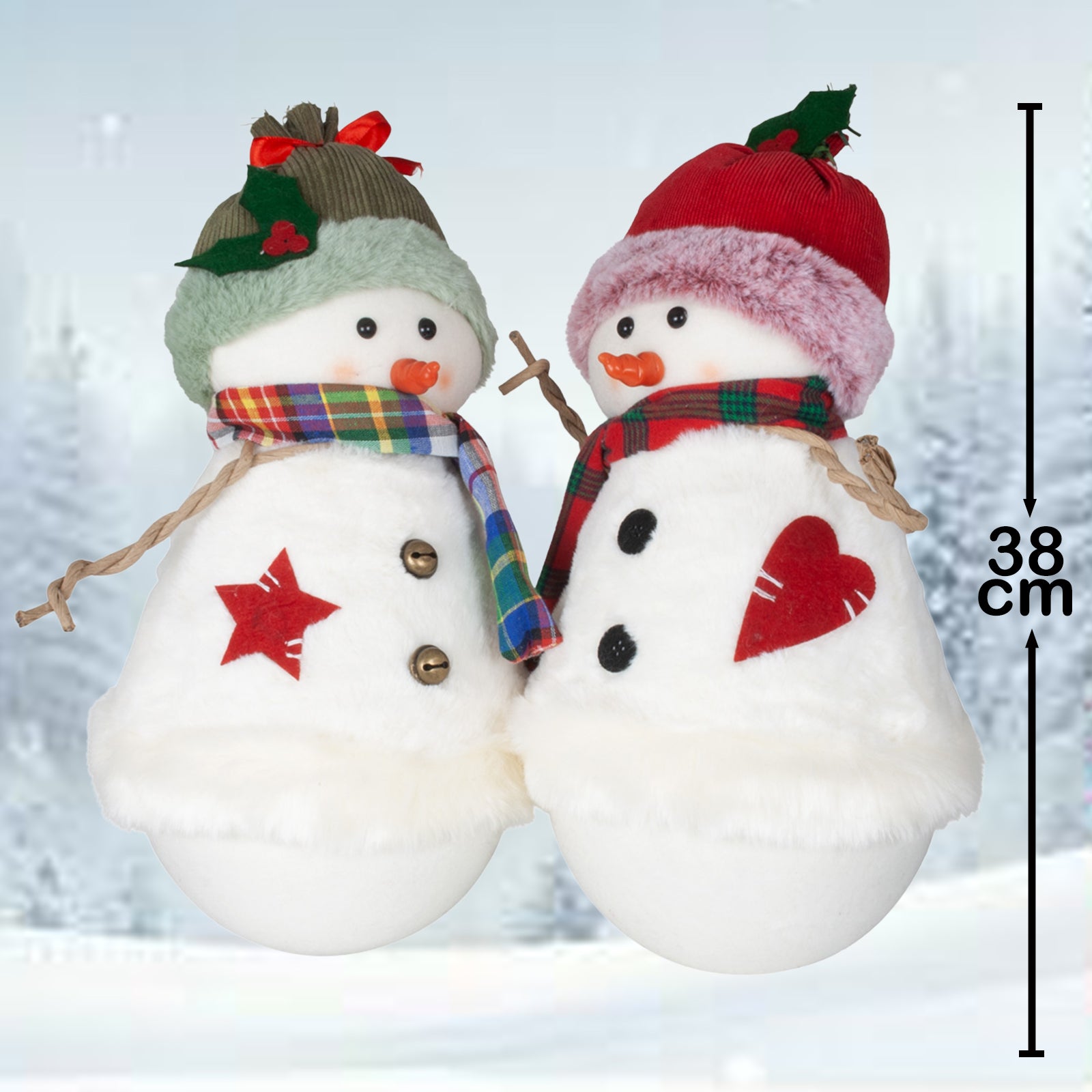 Schneemann 38cm stehend, Pärchen, 2 Stück