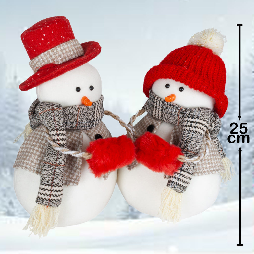 Schneemann 25cm sitzend, Pärchen, 2 Stück