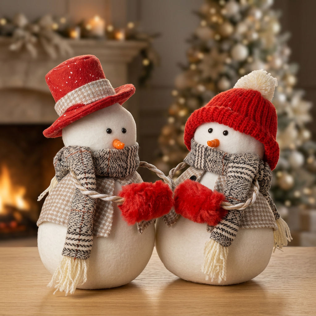 Schneemann 25cm sitzend, Pärchen, 2 Stück