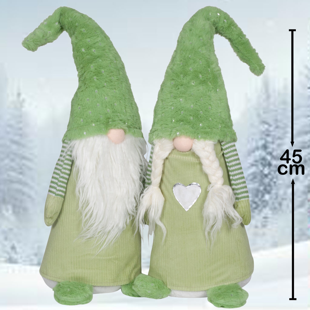 Wichtel mit LED 45cm stehend, Pärchen, 2 Stück