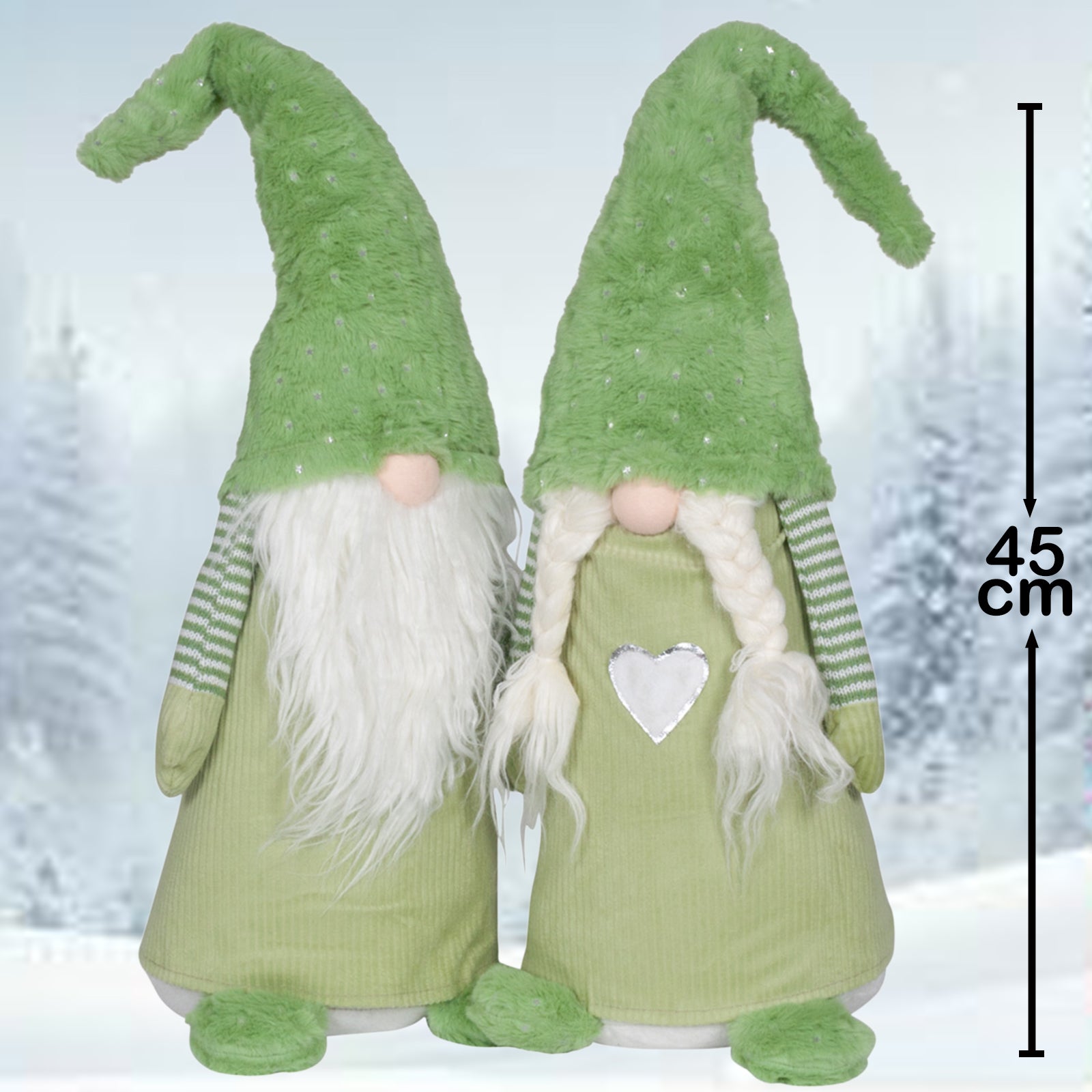 Wichtel mit LED 45cm stehend, Pärchen, 2 Stück