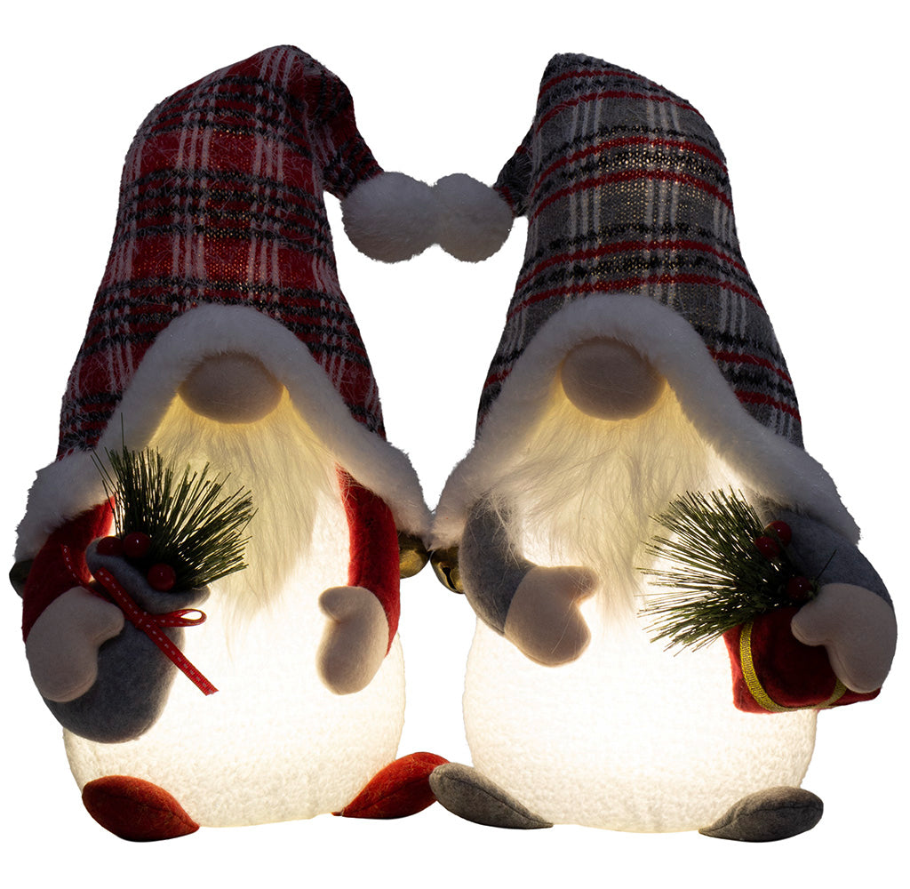 Wichtel mit LED 34cm (48cm) sitzend, 2 Stück