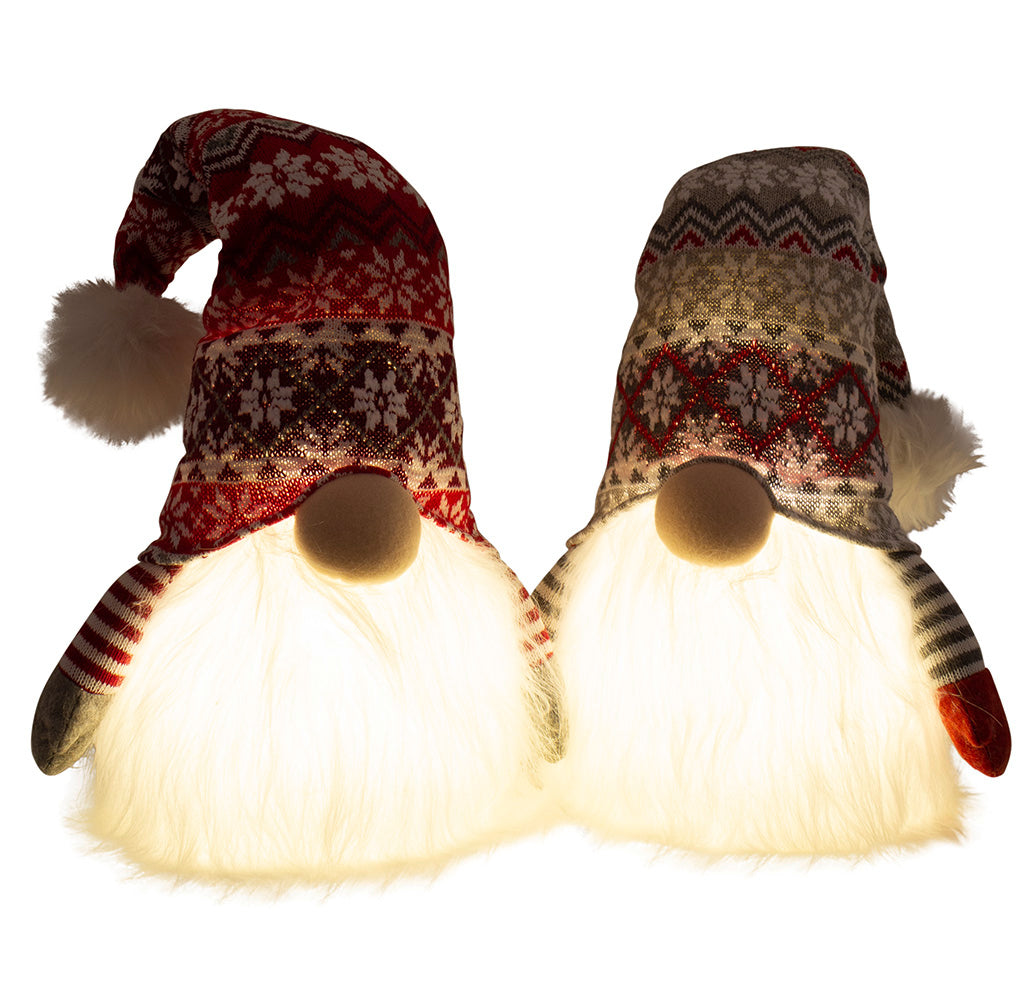 Wichtel mit LED 35cm (60cm) sitzend, 2 Stück