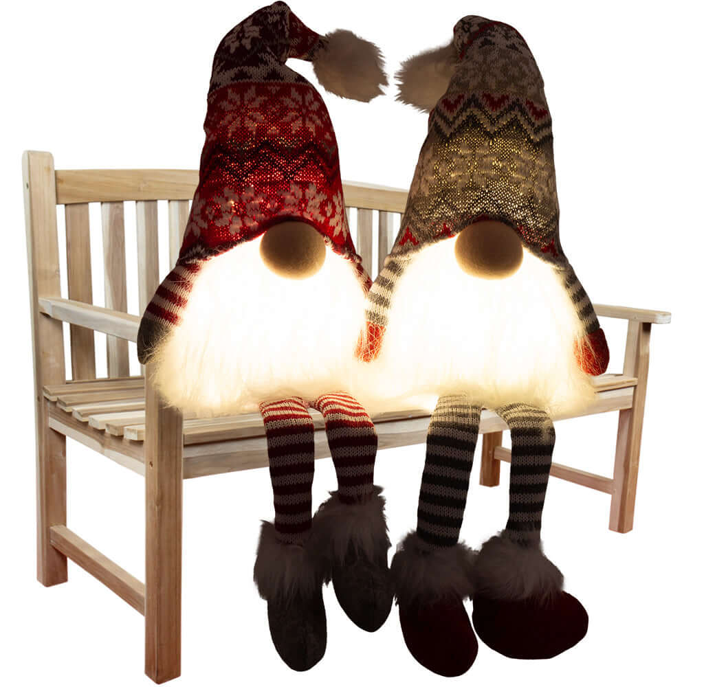 Wichtel mit LED 24cm (57cm) Kantenhocker, 2 Stück