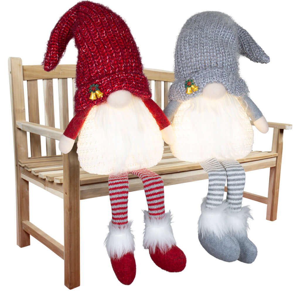 Wichtel mit LED 30cm (70cm) Kantenhocker, 2 Stück