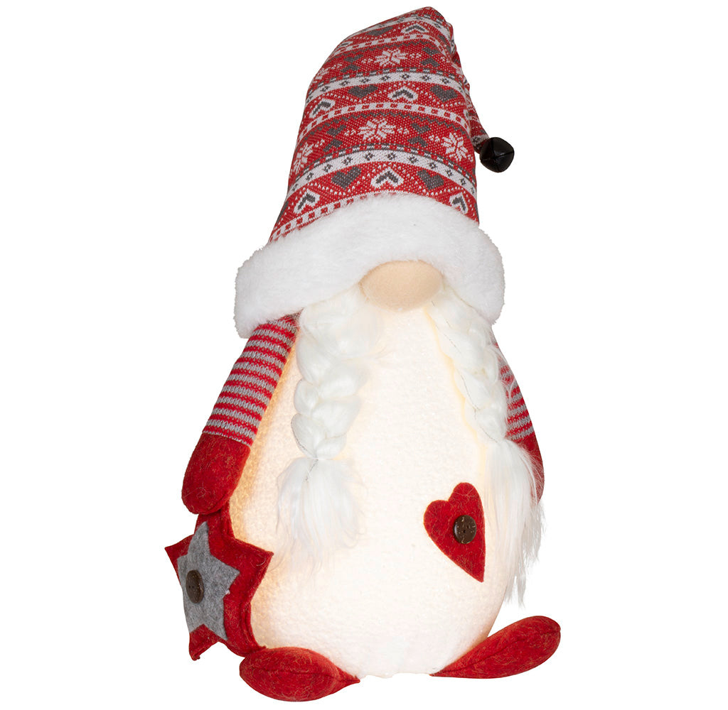 Wichtel mit LED 42cm (67cm) sitzend, 2 Stück