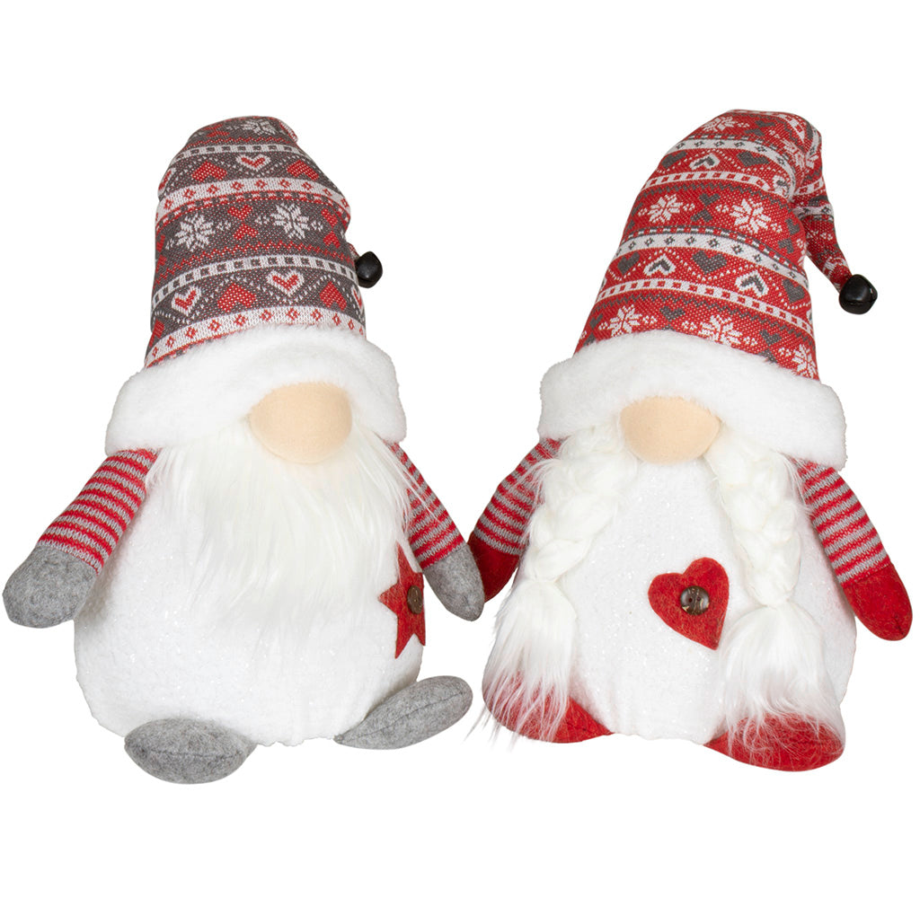 Wichtel mit LED 42cm (50cm) sitzend, 2 Stück