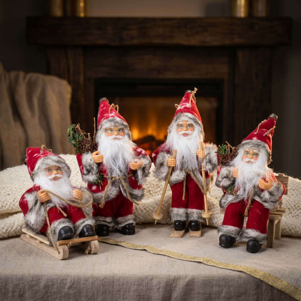 Santa Claus 18cm, Set of 4, 4 Designs
