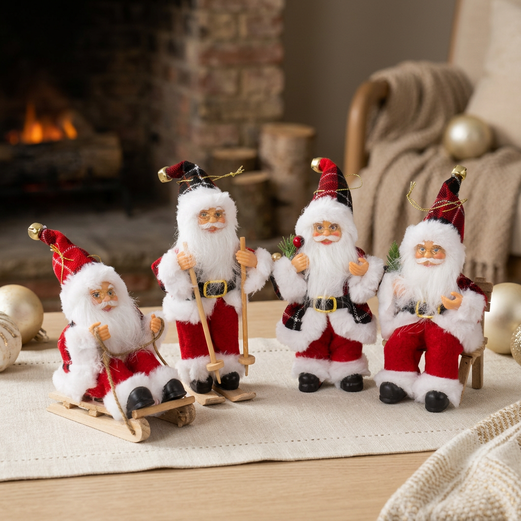 Santa Claus 18cm, Set of 4, 4 Designs