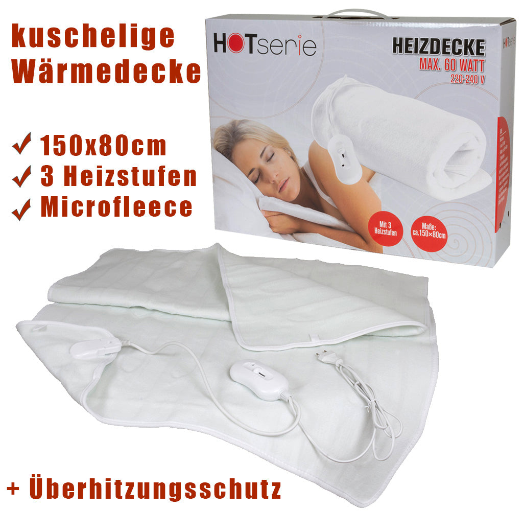 elektrische Heizdecke 150x80cm - 3 Wärmestufen