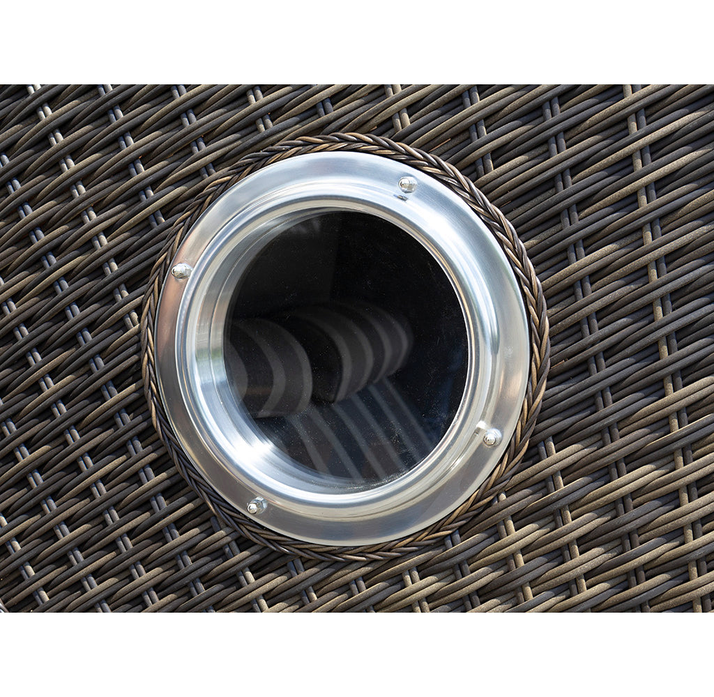 XL Teak Strandkorb 2-Sitzer Vollieger grau-beige kariert