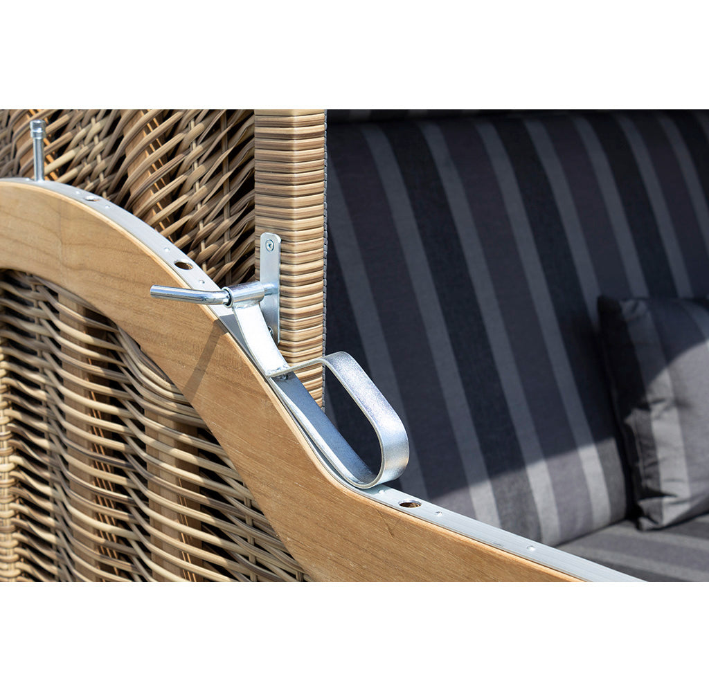 XL Teak Strandkorb 2-Sitzer grau-anthrazit gestreift