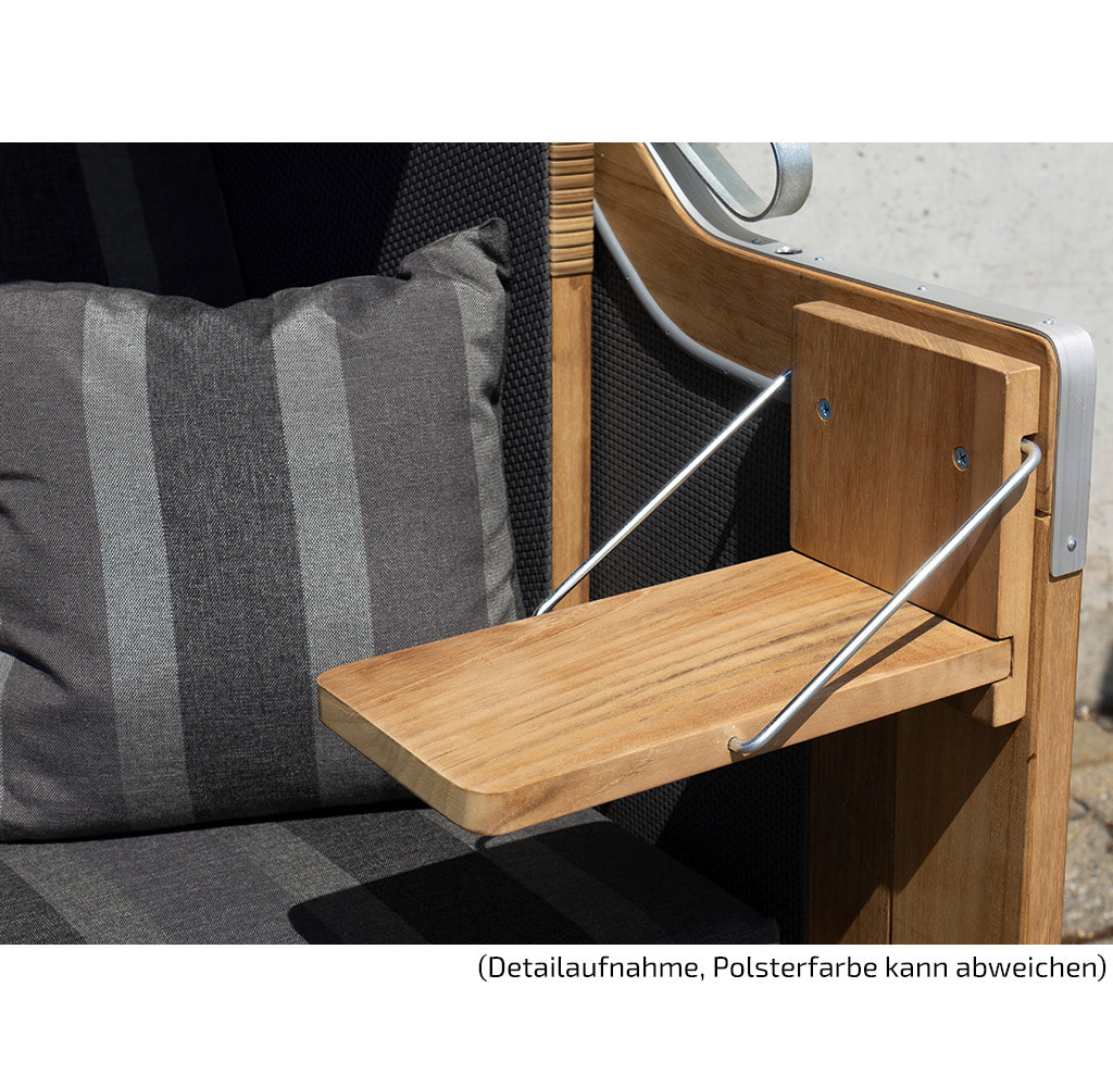 XL Teak Strandkorb 2-Sitzer grau – B-Ware mit leichten Polsterflecken (voll funktionsfähig)