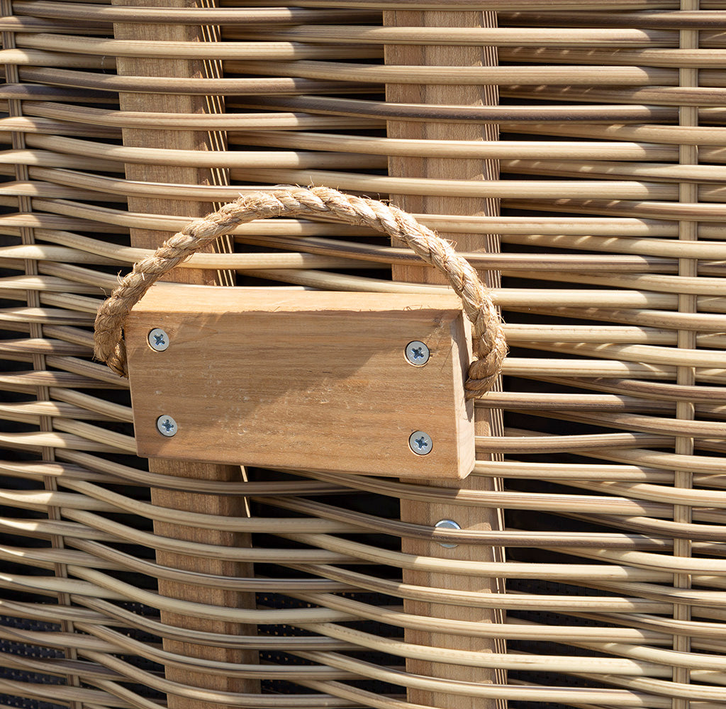 XL Teak Strandkorb 2-Sitzer grau – B-Ware mit leichten Polsterflecken (voll funktionsfähig)