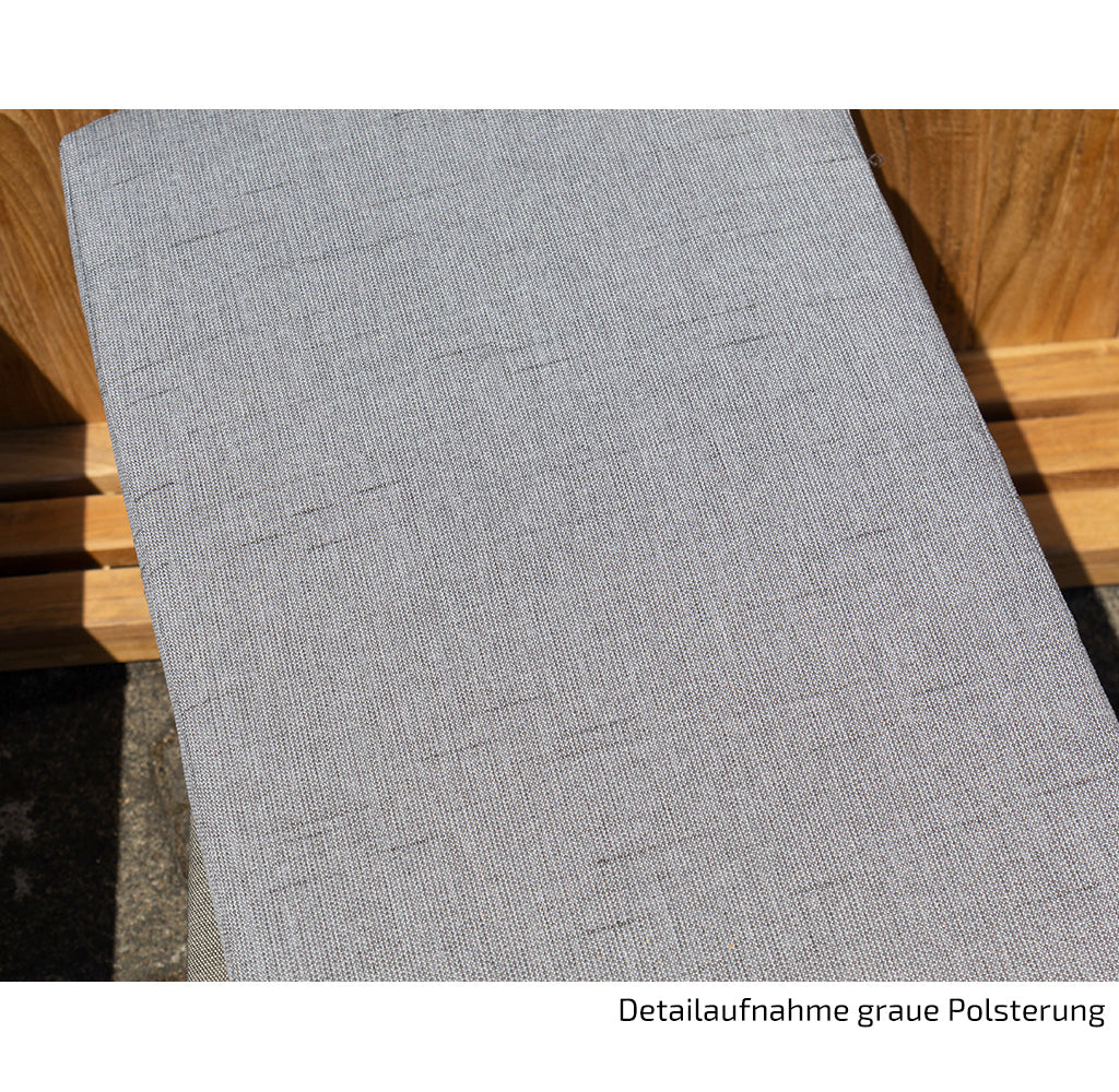 XL Teak Strandkorb 2-Sitzer grau – B-Ware mit leichten Polsterflecken (voll funktionsfähig)