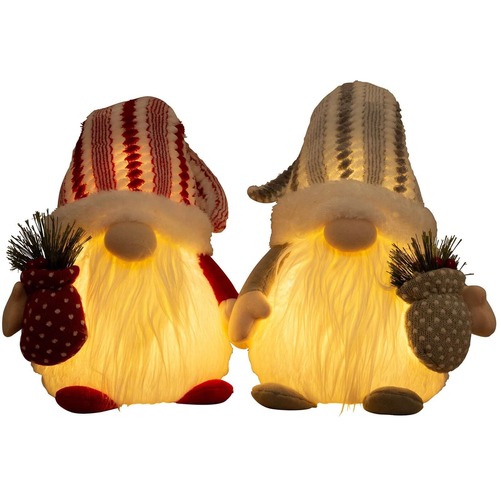 Wichtel mit LED 32cm (58cm) sitzend, 2 Stück