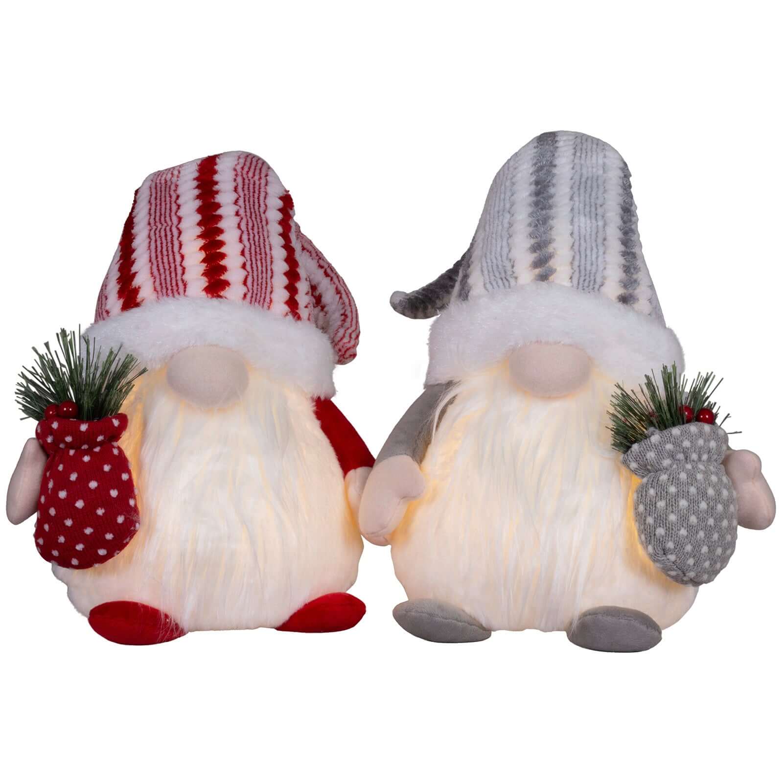 Wichtel mit LED 32cm (58cm) sitzend, 2 Stück