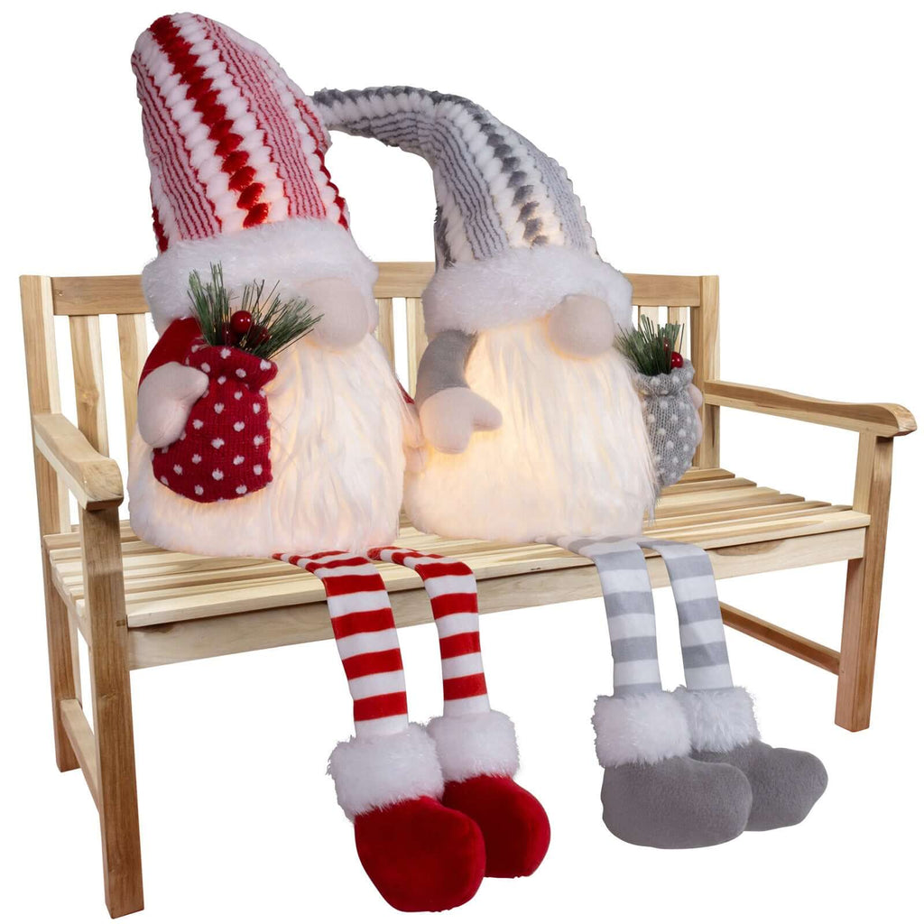 Wichtel mit LED 30cm (70cm) Kantenhocker, 2 Stück