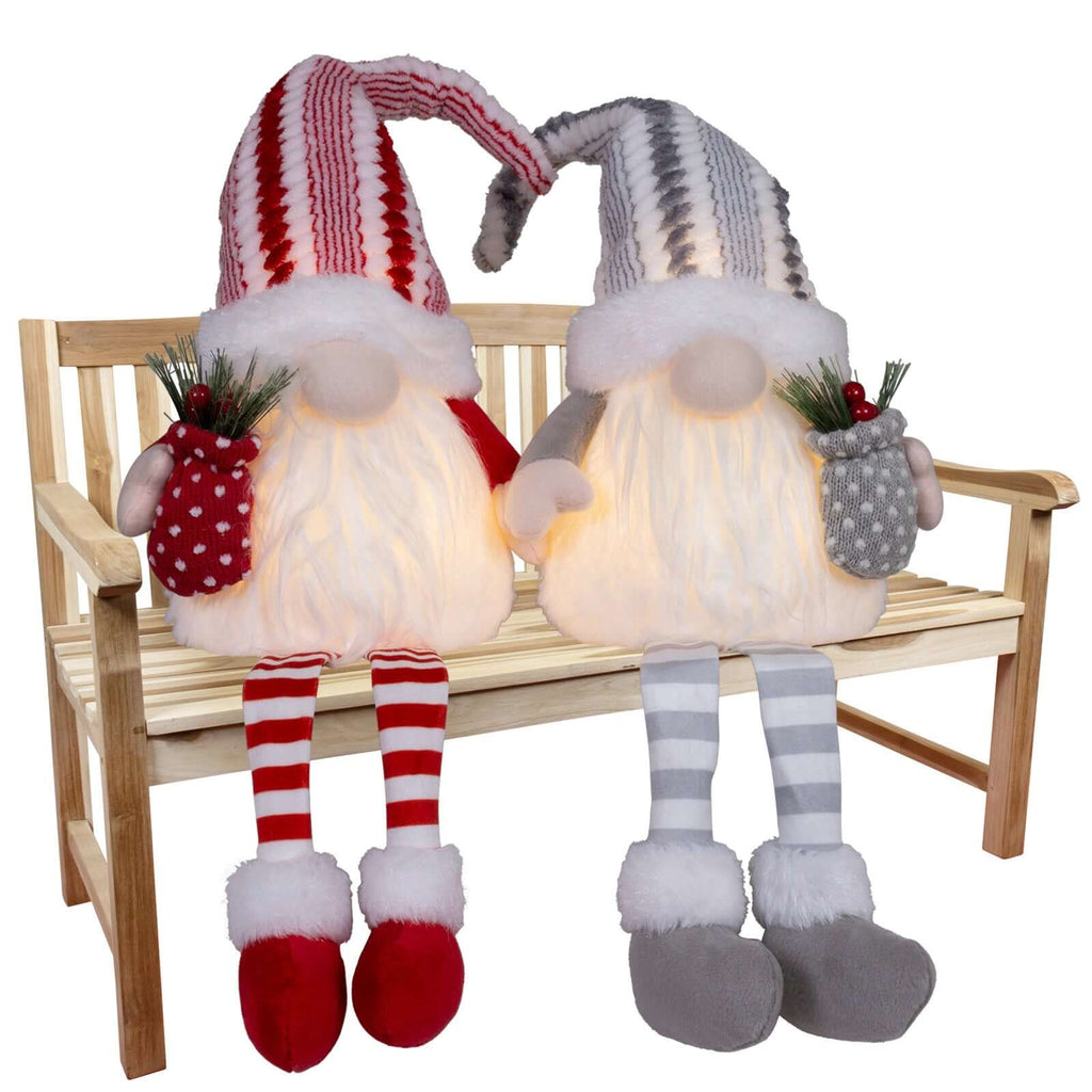 Wichtel mit LED 30cm (70cm) Kantenhocker, 2 Stück