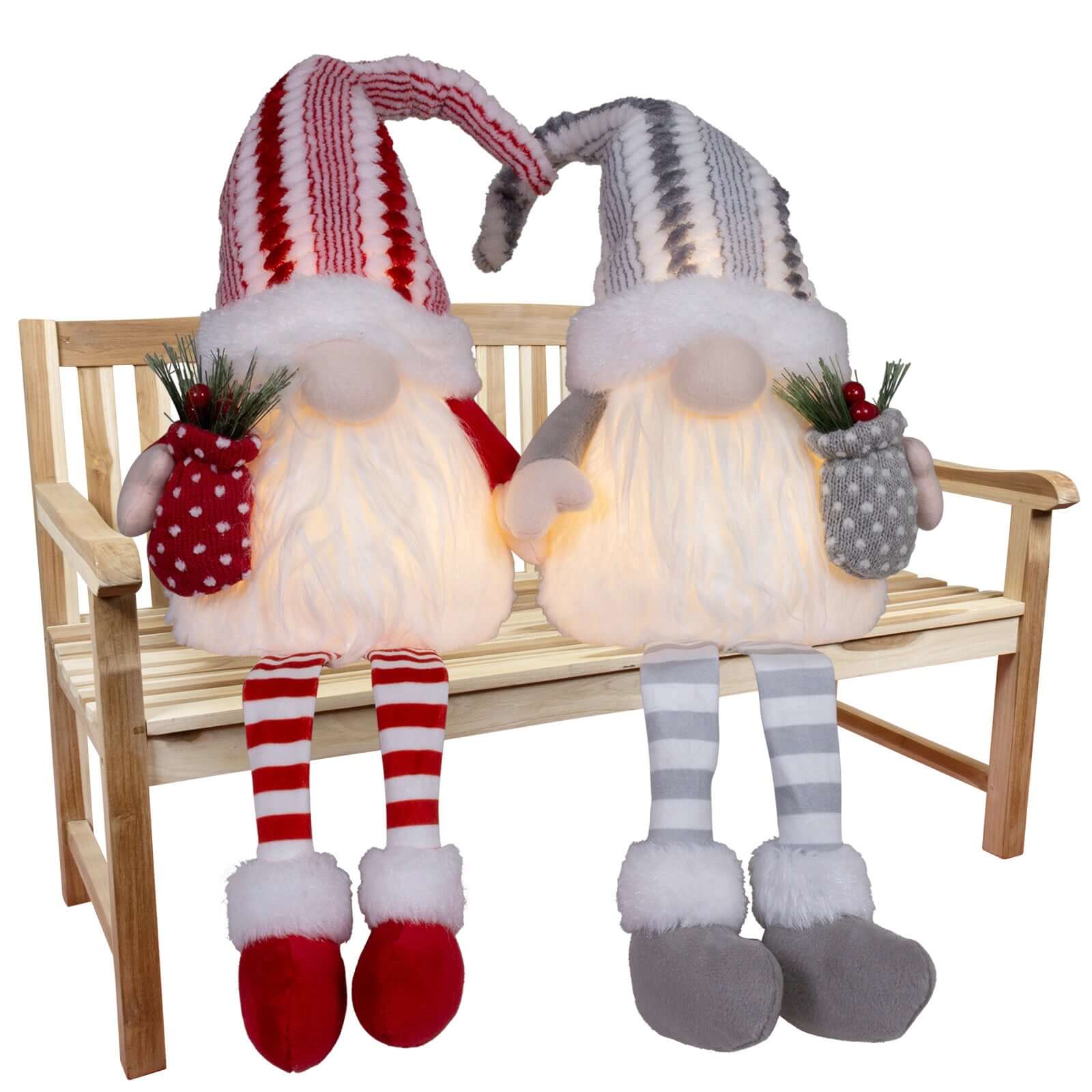 Wichtel mit LED 30cm (70cm) Kantenhocker, 2 Stück