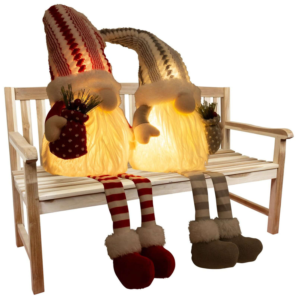 Wichtel mit LED 30cm (70cm) Kantenhocker, 2 Stück