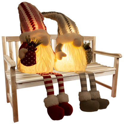 Wichtel mit LED 30cm (70cm) Kantenhocker, 2 Stück