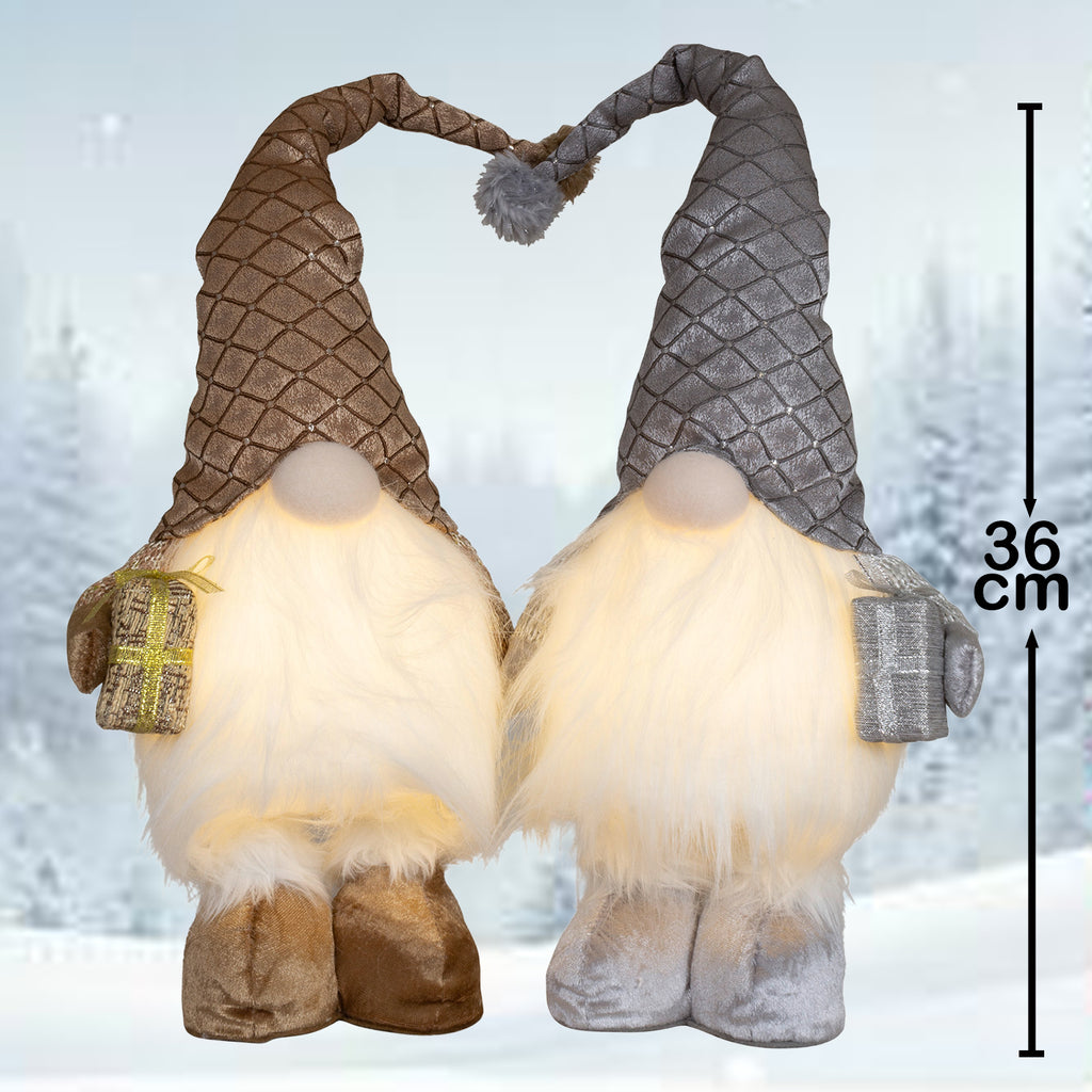 Wichtel mit LED 36cm (61cm) stehend, 2 Stück