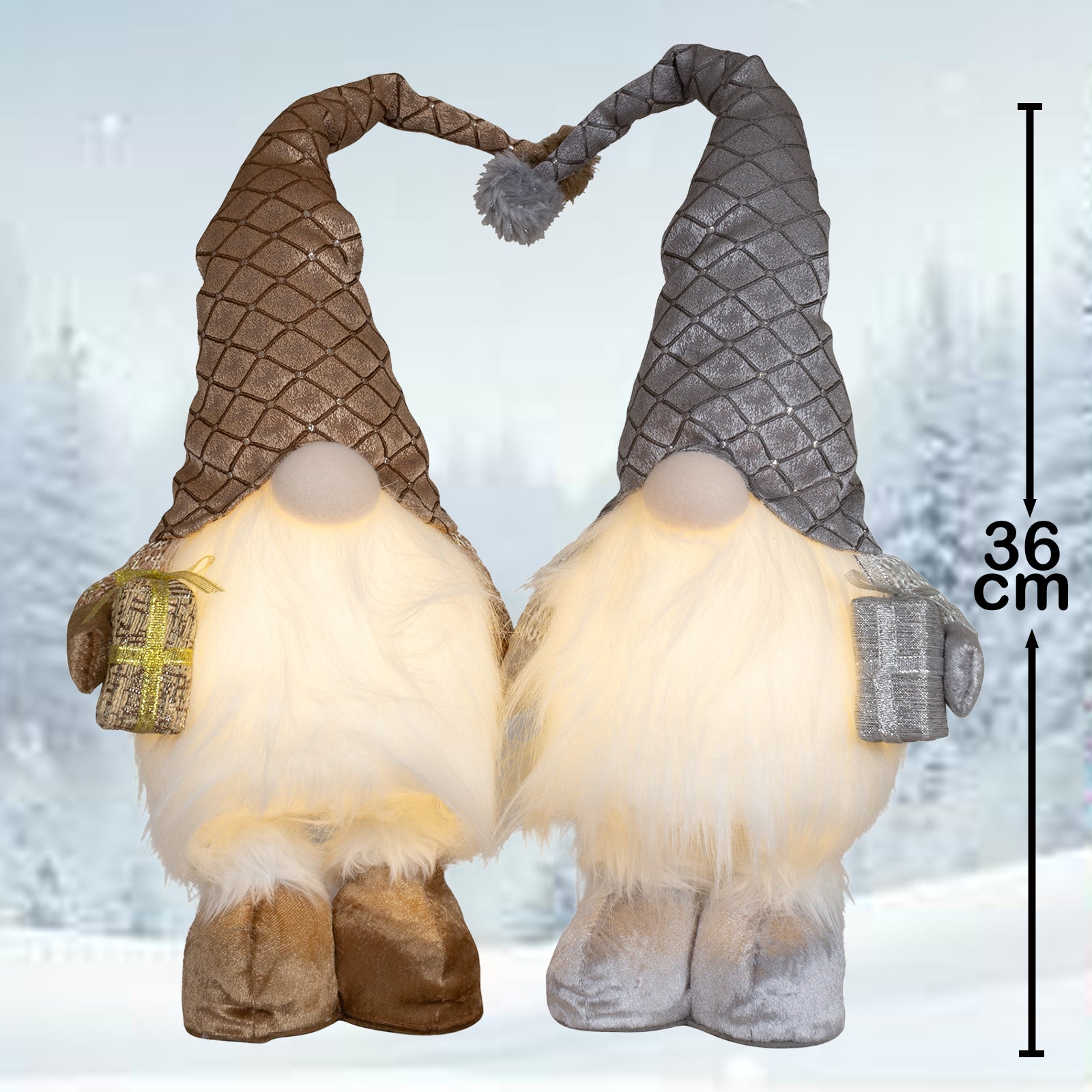 Wichtel mit LED 36cm (61cm) stehend, 2 Stück