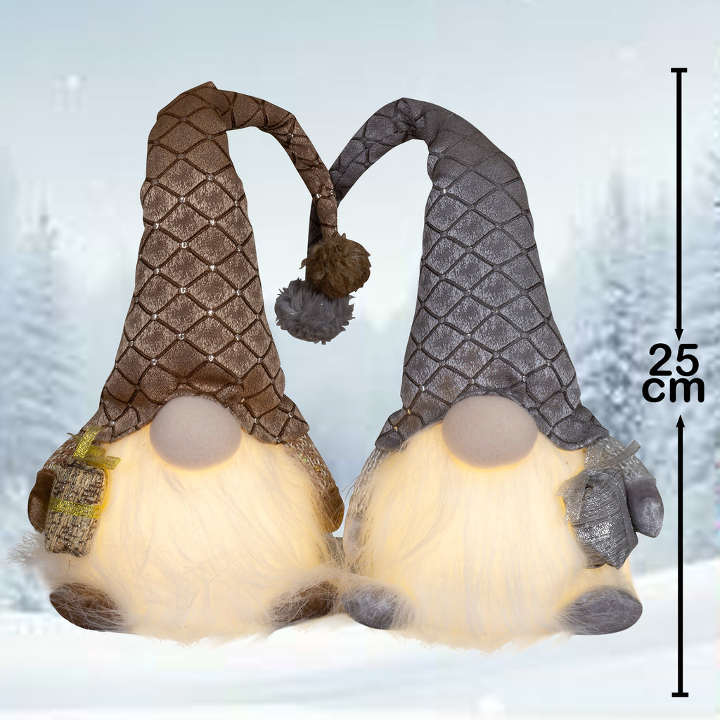 Wichtel mit LED 25cm (50cm) sitzend, 2 Stück