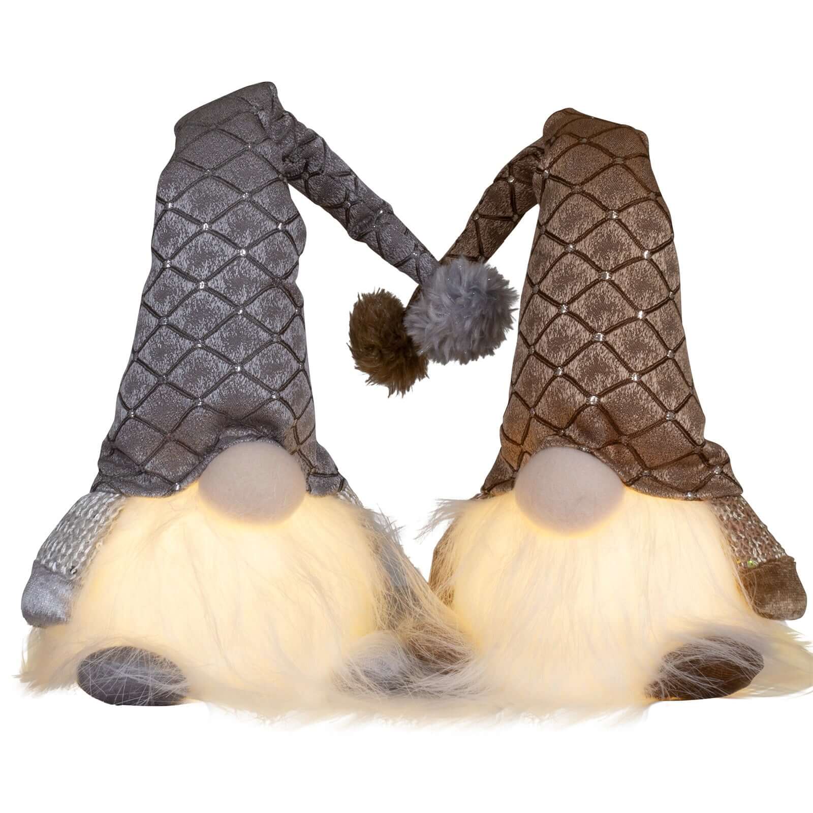 Wichtel mit LED 20cm (40cm) sitzend, 2 Stück