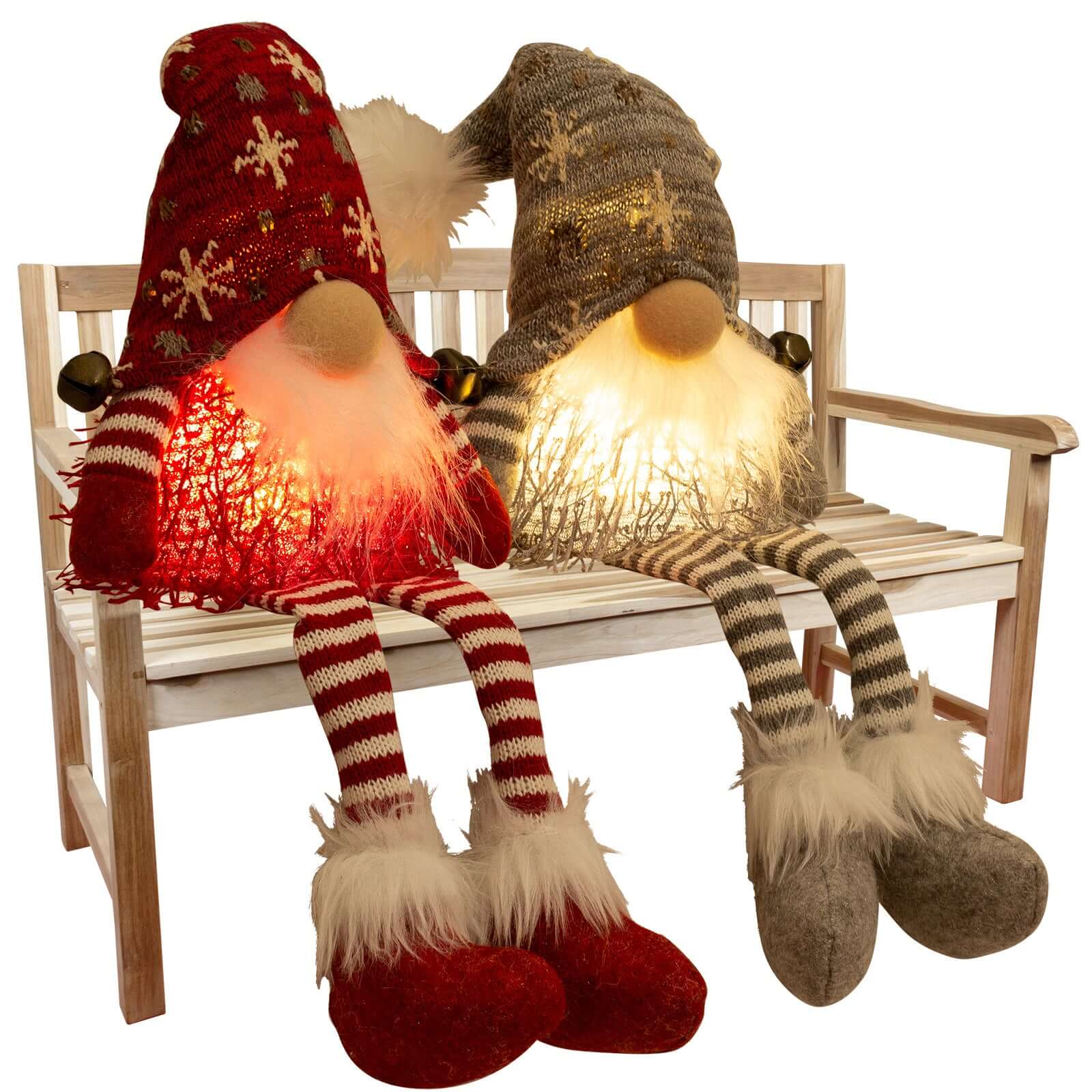 Wichtel mit LED 17cm (50cm) Kantenhocker, 2 Stück