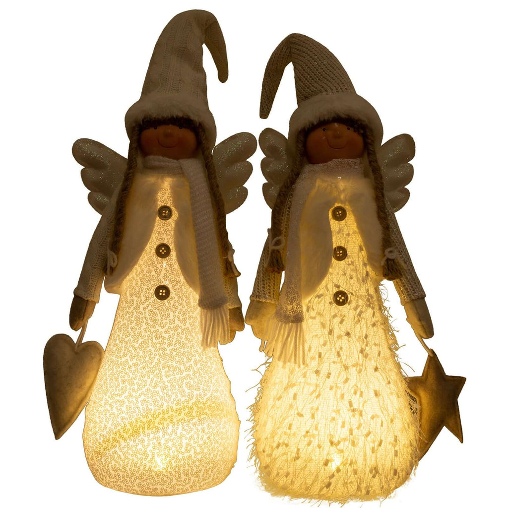 Dekofigur Engel mit LED 44cm (59cm), stehend, 2 Stück
