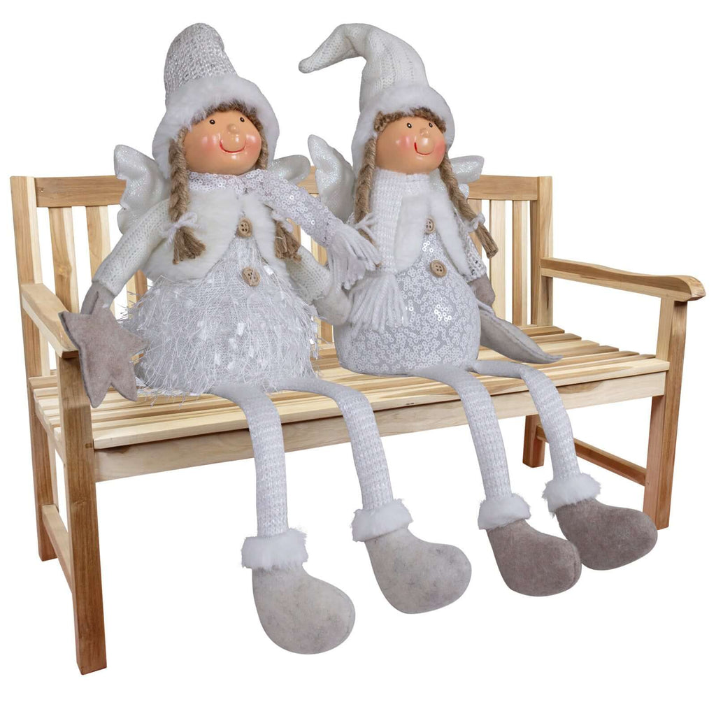 Dekofigur Engel mit LED 23cm (47cm) Kantenhocker, 2 Stück