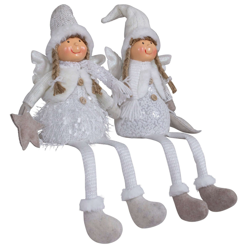 Dekofigur Engel mit LED 23cm (47cm) Kantenhocker, 2 Stück
