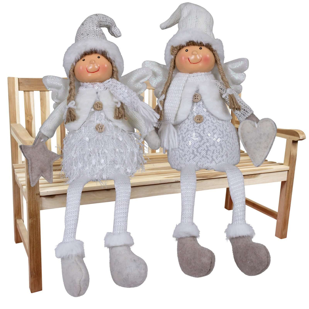 Dekofigur Engel mit LED 23cm (47cm) Kantenhocker, 2 Stück