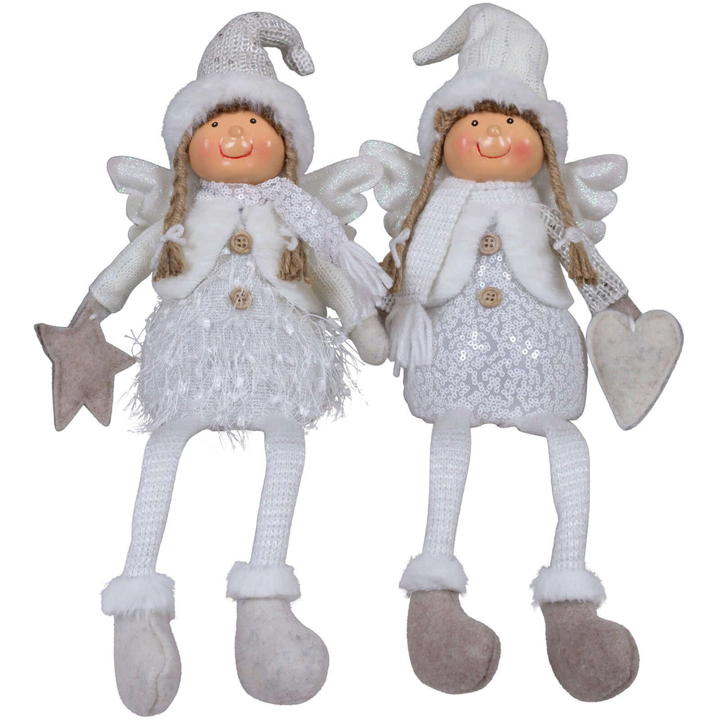 Dekofigur Engel mit LED 23cm (47cm) Kantenhocker, 2 Stück
