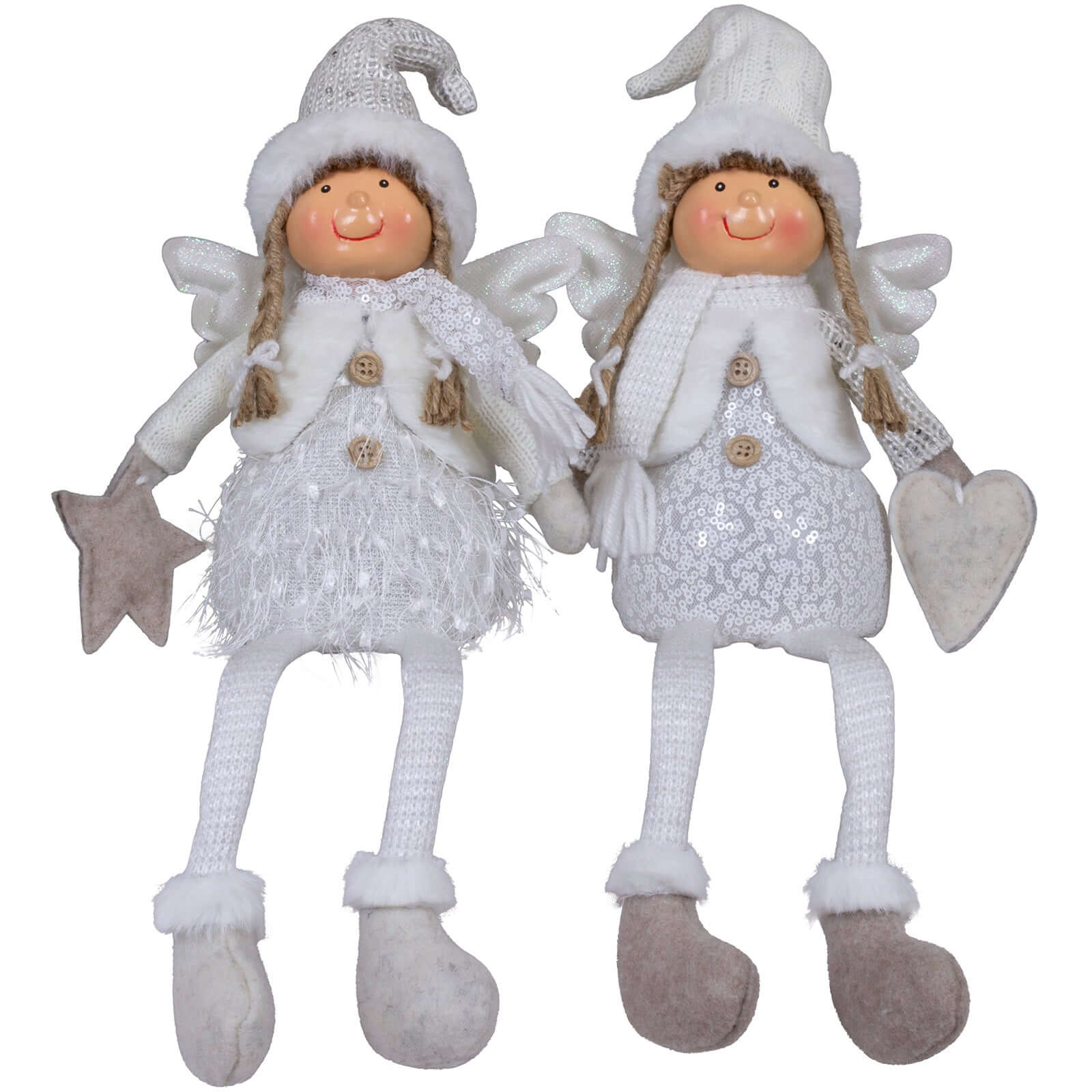 Dekofigur Engel mit LED 23cm (47cm) Kantenhocker, 2 Stück