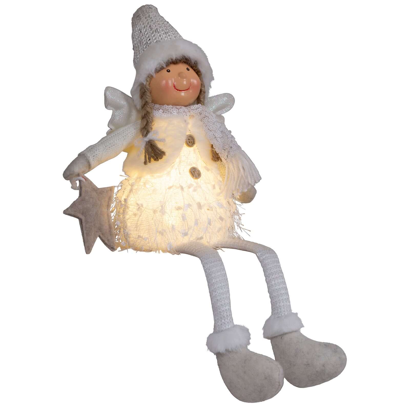 Dekofigur Engel mit LED 23cm (47cm) Kantenhocker, 2 Stück