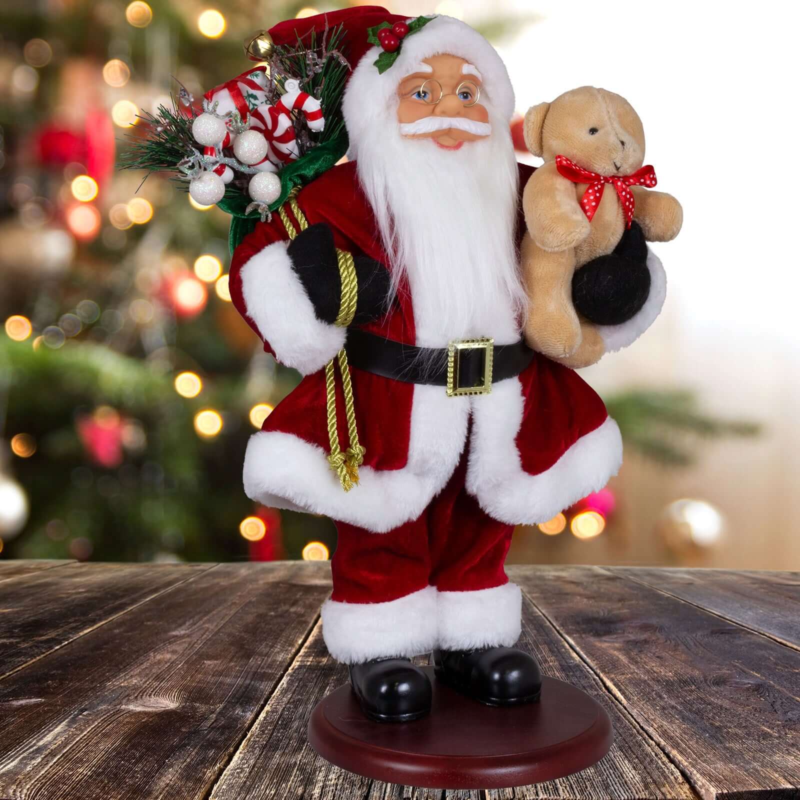 Weihnachtsmann 45cm Sander auf Podest