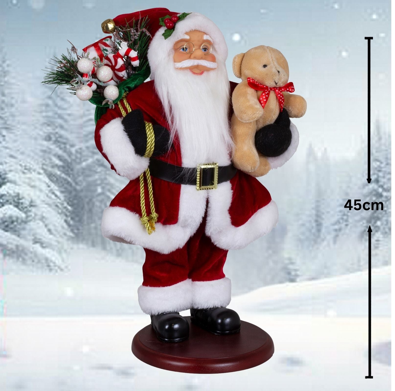 Weihnachtsmann 45cm Sander auf Podest