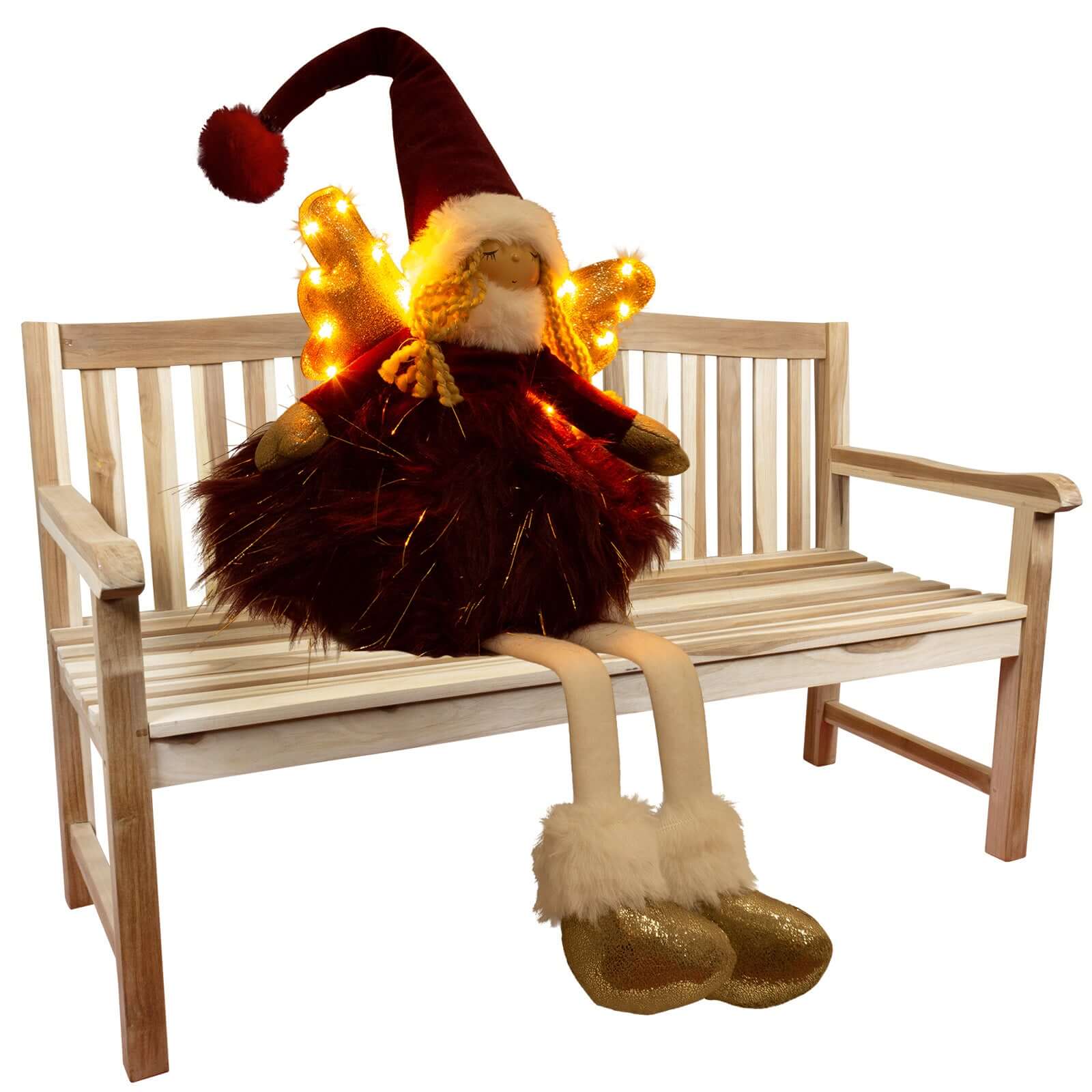 Dekofigur Engel mit LED 28cm (62cm) Kantenhocker