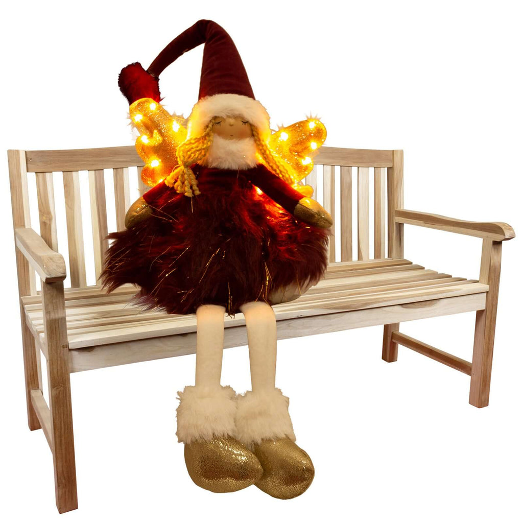 Dekofigur Engel mit LED 28cm (62cm) Kantenhocker