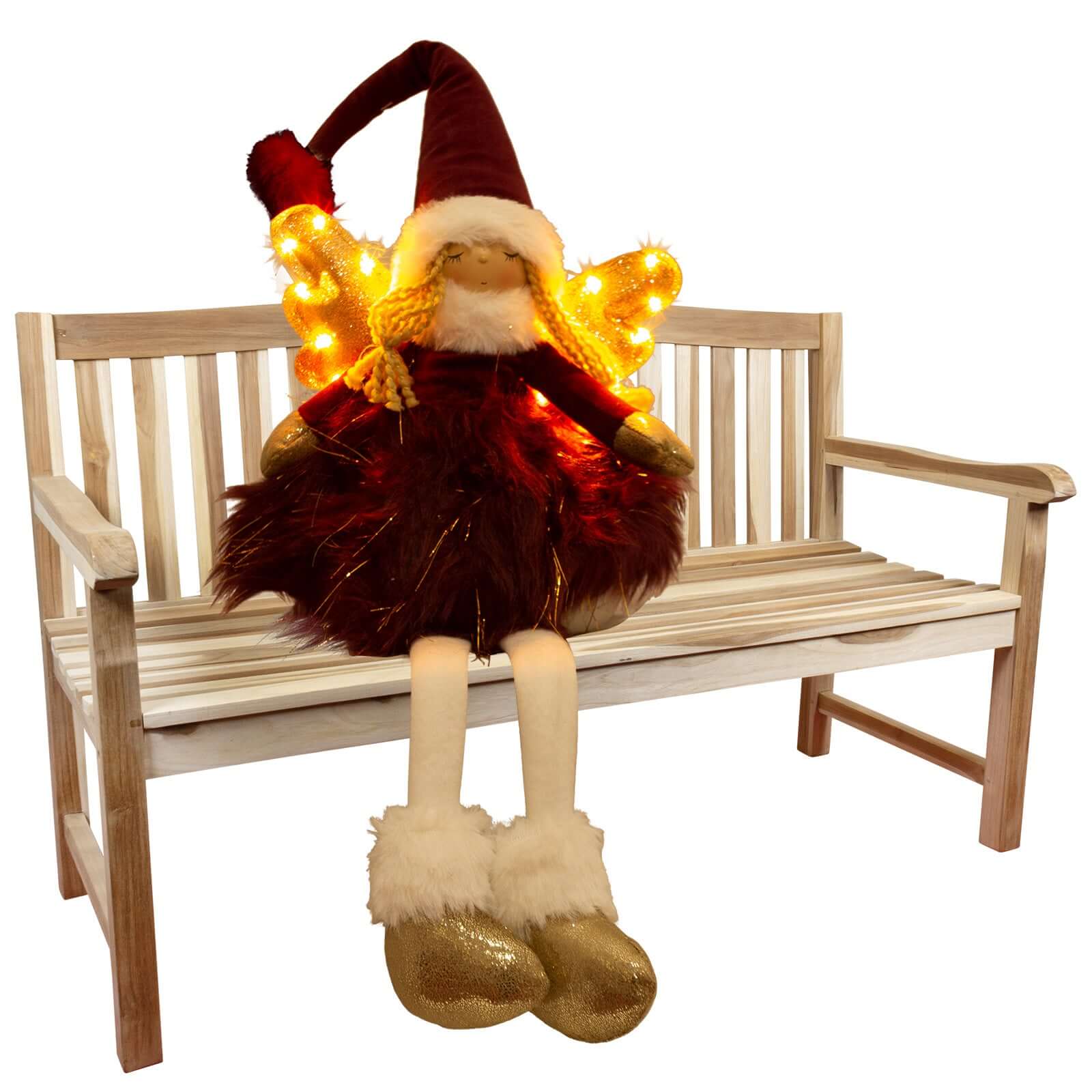 Dekofigur Engel mit LED 28cm (62cm) Kantenhocker