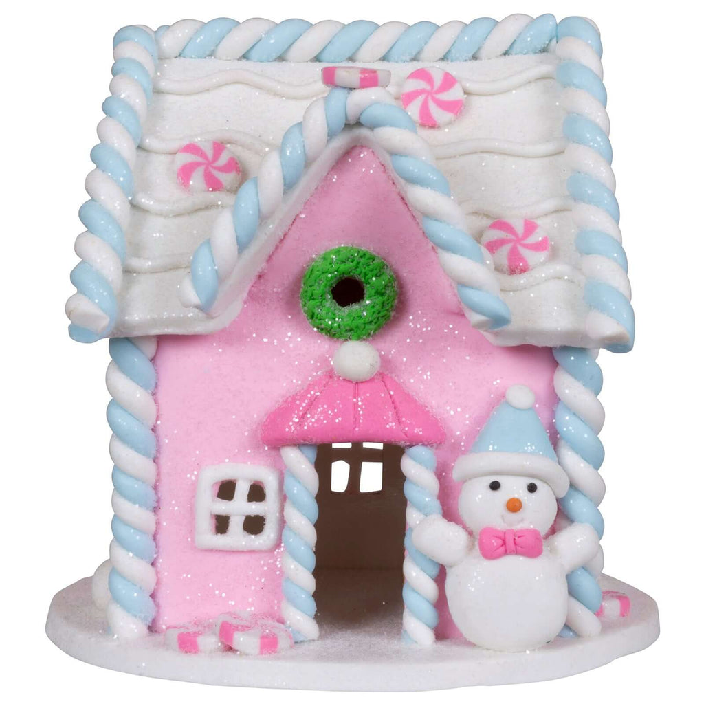 Lebkuchenhaus 11cm rosa-weiß