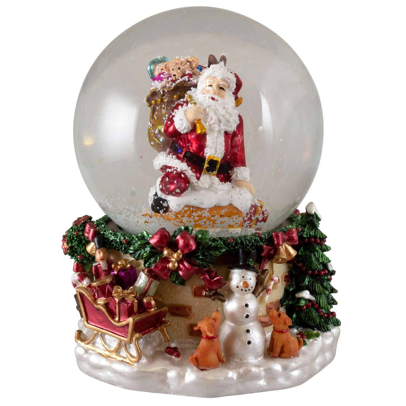 Schneekugel mit Spieluhr 17cm Weihnachtsmann