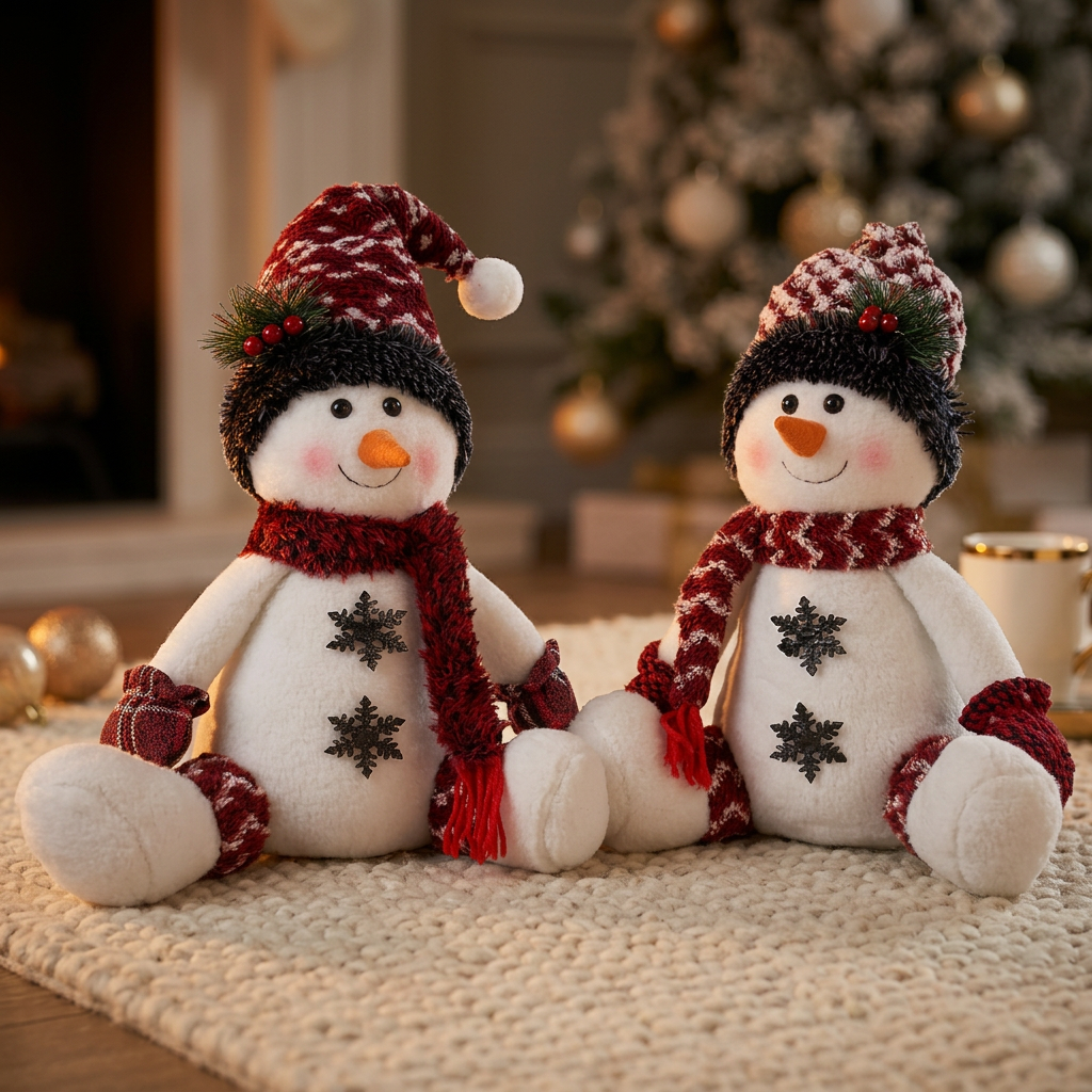 Schneemann 36cm (50cm) sitzend, Pärchen, 2 Stück