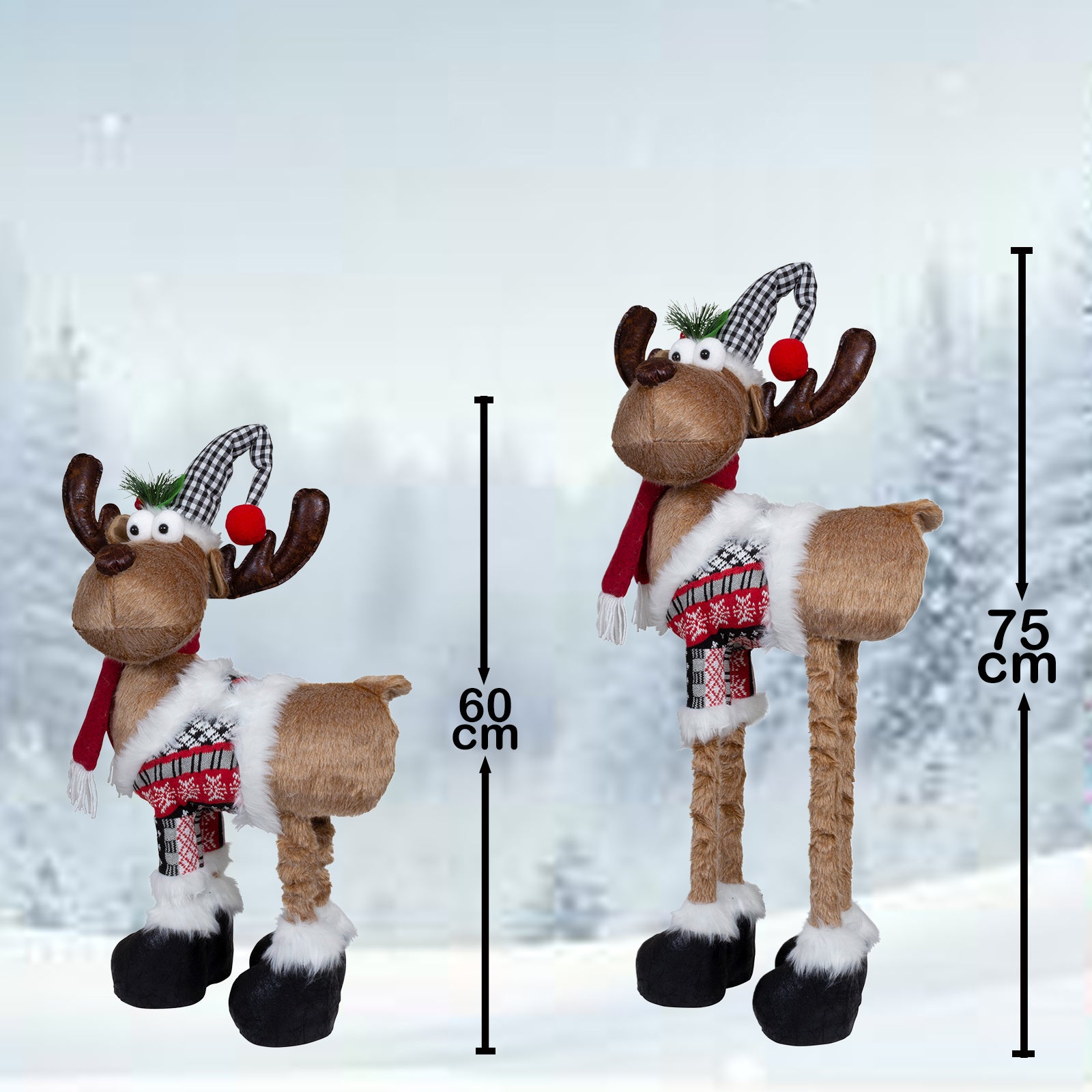 Weihnachts-Elch mit Teleskopbeinen – 60–75 cm (ausziehbar bis 95 cm)
