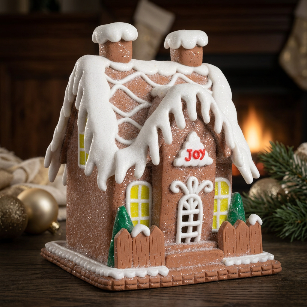 Lebkuchenhaus 13cm braun-weiß