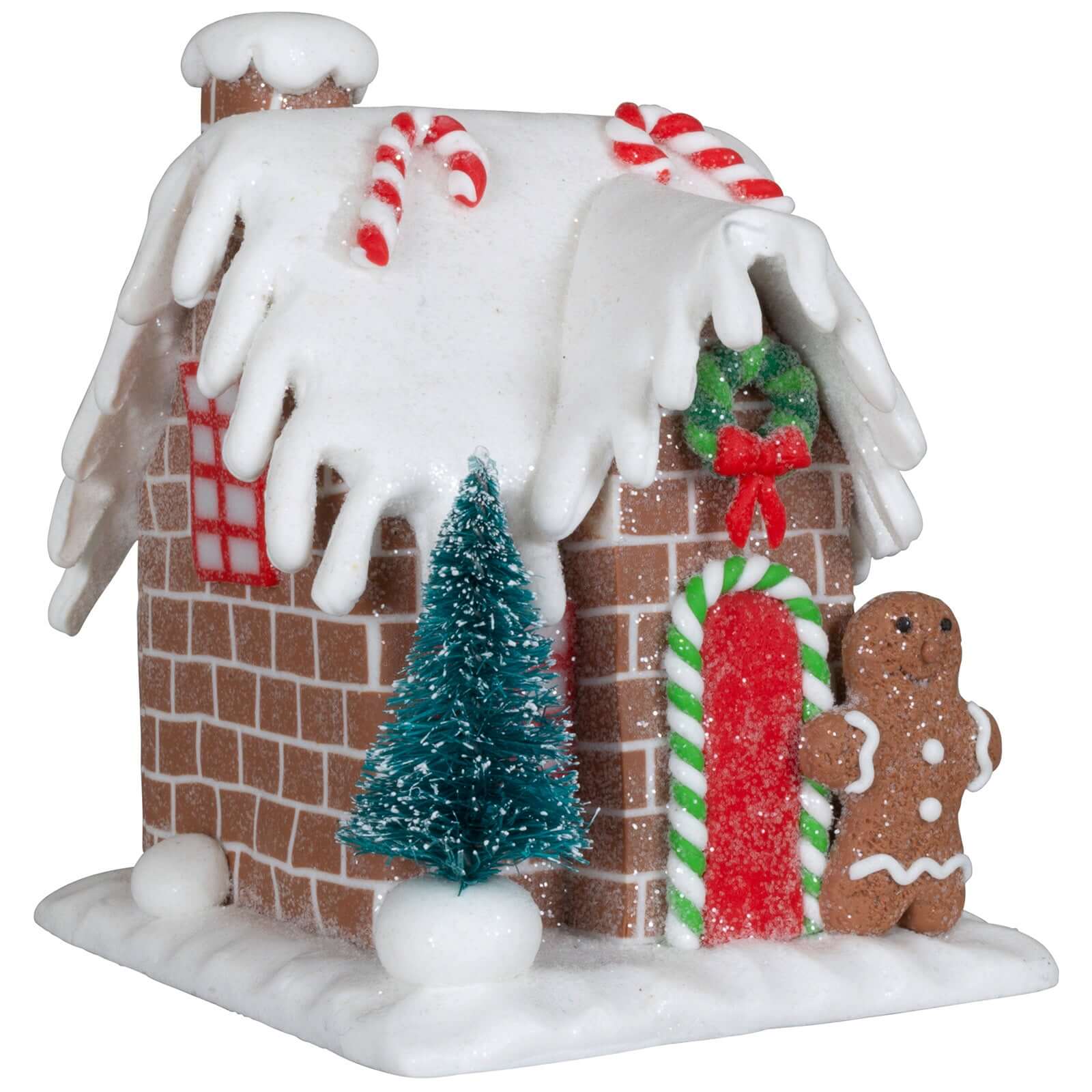 Lebkuchenhaus 12cm braun-weiß-rot