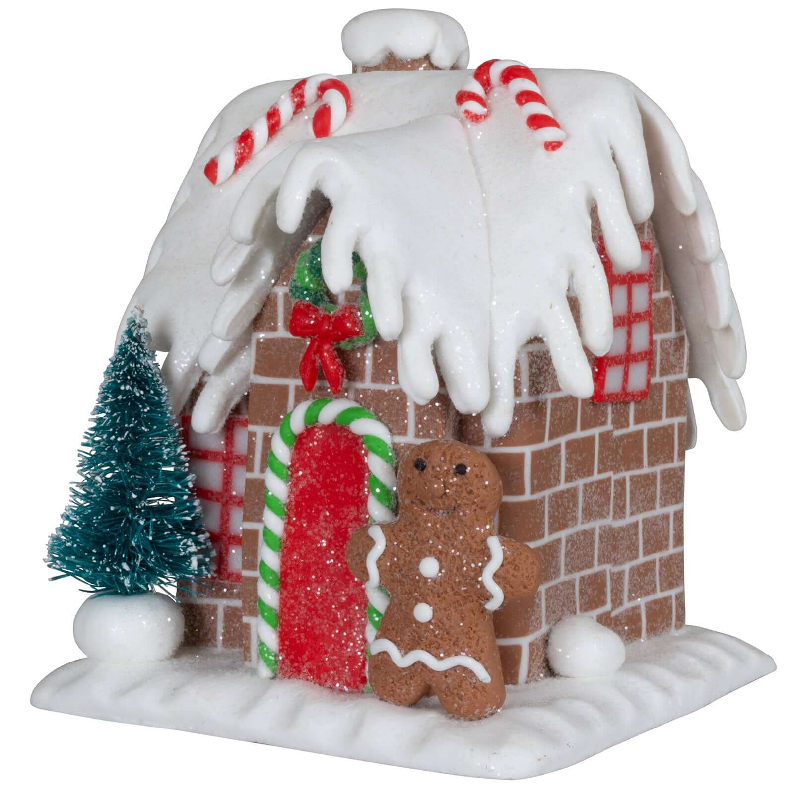 Lebkuchenhaus 12cm braun-weiß-rot